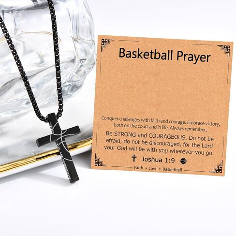 EPIRORA Soccer Baseball Basketball Football Gifts for Boys Men- 20" + 2" Inches Stainless Steel Bible Verse Cross Pendant Necklace, Inspirational Religious Jewelry Gifts for Teen Boy in Saudi Arabia