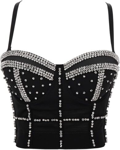 Women's Suspenders Nail Beaded Bright Diamond Fish Bone Sculpted Bodice Pull Up Short in Saudi Arabia