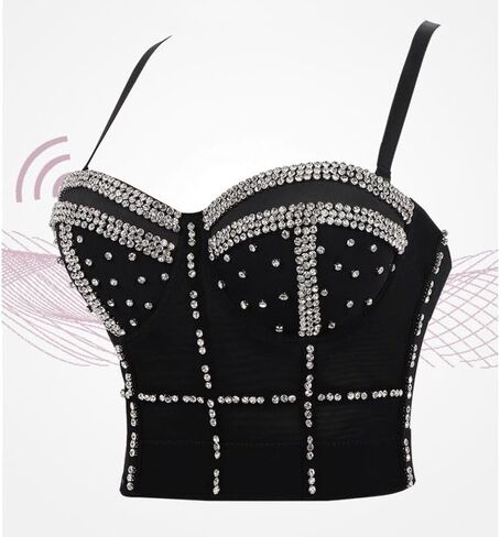 Women's Suspenders Nail Beaded Bright Diamond Fish Bone Sculpted Bodice Pull Up Short in Saudi Arabia