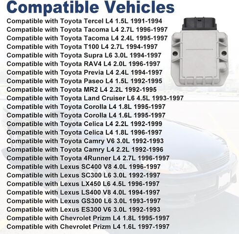 Ignition Control Module Compatible with Toyota Tercel Tacoma T100 RAV4 Land Cruiser Corolla Celica Camry 4Runner Lexus SC400 LX450 LS400 Chevy Prizm Replacement for 89621-26010 89621-16020 in Saudi Arabia