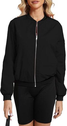 Argstar Women's Bomber Jacket Lightweight Casual Windbreaker with Pockets S-XXL in Saudi Arabia