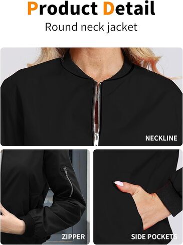 Argstar Women's Bomber Jacket Lightweight Casual Windbreaker with Pockets S-XXL in Saudi Arabia
