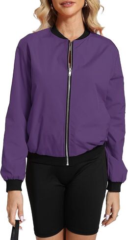 Argstar Women's Bomber Jacket Lightweight Casual Windbreaker with Pockets S-XXL in Saudi Arabia