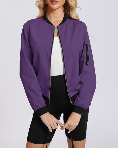 Argstar Women's Bomber Jacket Lightweight Casual Windbreaker with Pockets S-XXL in Saudi Arabia