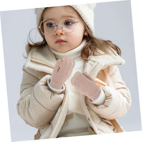 Mittens for Toddlers Soft Warm Knitted Gloves Light Brown Thick Insulated Boy Girl Mittens for Cold Weather Unisex Design for Boys and Girls in Saudi Arabia