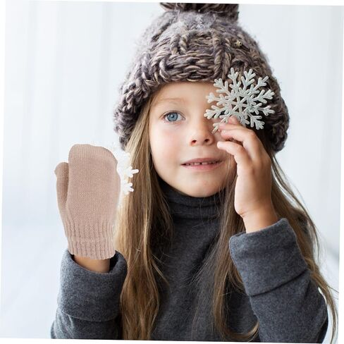 Mittens for Toddlers Soft Warm Knitted Gloves Light Brown Thick Insulated Boy Girl Mittens for Cold Weather Unisex Design for Boys and Girls in Saudi Arabia