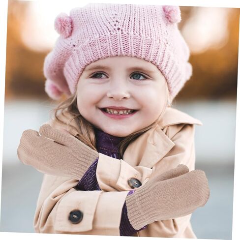 Mittens for Toddlers Soft Warm Knitted Gloves Light Brown Thick Insulated Boy Girl Mittens for Cold Weather Unisex Design for Boys and Girls in Saudi Arabia