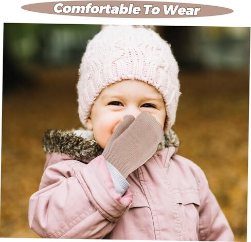 Mittens for Toddlers Soft Warm Knitted Gloves Light Brown Thick Insulated Boy Girl Mittens for Cold Weather Unisex Design for Boys and Girls in Saudi Arabia