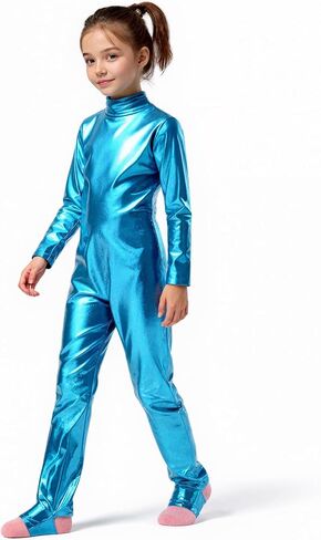 Wildarms Girls Unitards Long Sleeve Full Body Leotard Kids Turtleneck Bodysuit for Dance Costume Gymnastics 1-13 Years in Saudi Arabia