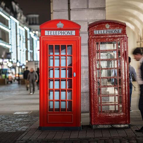 6.4 ft Red British Phone Booth Cardboard Stand up Life Size London Theme Party Decoration English Telephone Booth Stand-up Prop for Birthday British Theme Graduation Office Event Decor in Saudi Arabia