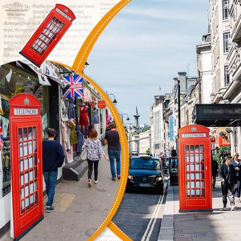 6.4 ft Red British Phone Booth Cardboard Stand up Life Size London Theme Party Decoration English Telephone Booth Stand-up Prop for Birthday British Theme Graduation Office Event Decor in Saudi Arabia