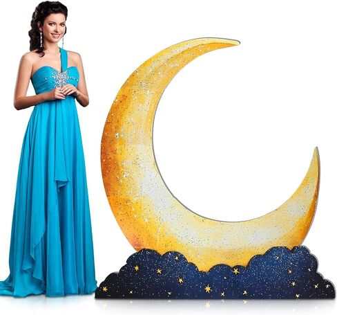 Leinuosen 5 Ft Moon Starry Night Party Decorations Crescent Moon Cardboard Stand up Cutout Large Life Size Twinkle Little Backdrop Prom Party Photo Prop Standup for Movie Night Birthday Homecomings in Saudi Arabia