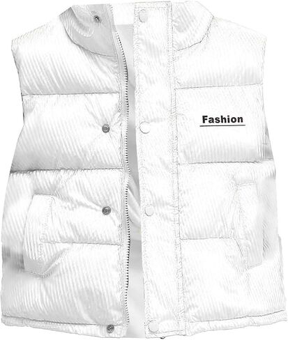 Boys Girls Winter Down Vest Button Up Quilted Outerwear Kid Lightweight Sleeveless Puffer Jacket Zipper Warm Waistcoat Pocket in Saudi Arabia