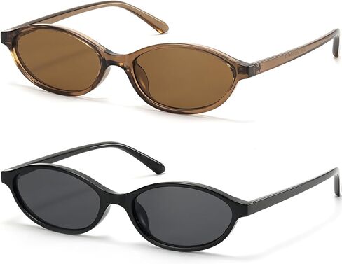 Retro Oval Cat Eye Sunglasses for Women Small Y2K Thin Frame 100% UV Protection Lightweight Vintage 90s Sun Glasses in Kuwait