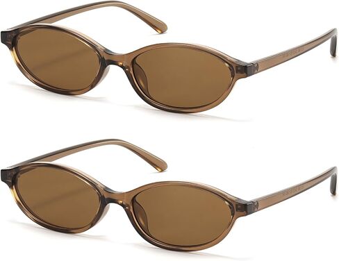 Retro Oval Cat Eye Sunglasses for Women Small Y2K Thin Frame 100% UV Protection Lightweight Vintage 90s Sun Glasses in Kuwait