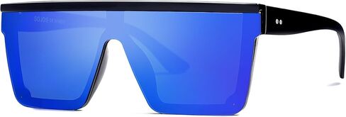 SOJOS Square Big Sunglasses Women Thick Frame Flat Top Mirrored Sunnies Shades Goggle Siamese Lens SJ2117 in Saudi Arabia