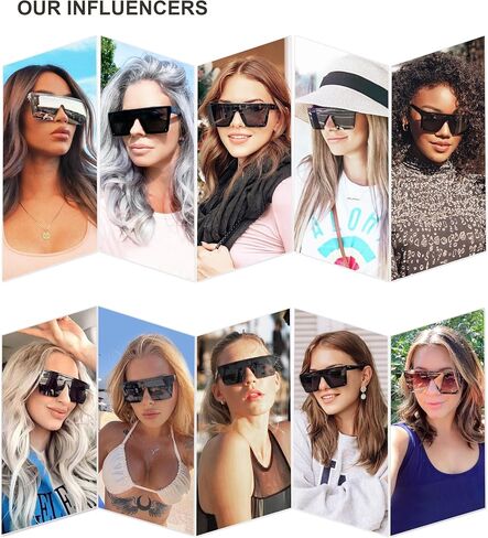 SOJOS Square Big Sunglasses Women Thick Frame Flat Top Mirrored Sunnies Shades Goggle Siamese Lens SJ2117 in Saudi Arabia