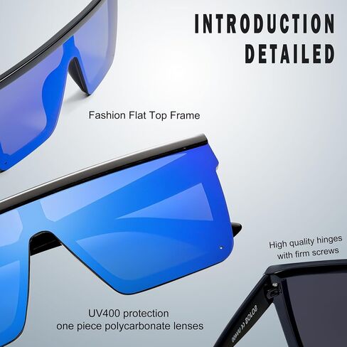 SOJOS Square Big Sunglasses Women Thick Frame Flat Top Mirrored Sunnies Shades Goggle Siamese Lens SJ2117 in Saudi Arabia