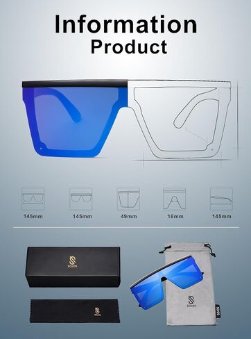 SOJOS Square Big Sunglasses Women Thick Frame Flat Top Mirrored Sunnies Shades Goggle Siamese Lens SJ2117 in Saudi Arabia
