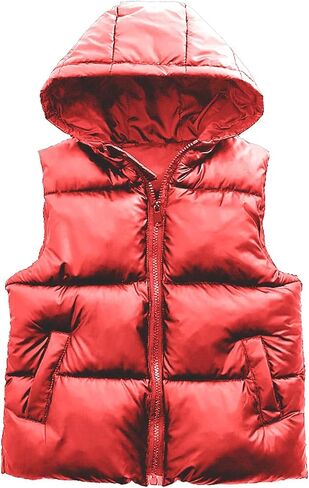 Boys Girls Winter Puffer Vest Hooded Lightweight Down Vests Sleeveless Kids Zipper Outerwear Coat Warm Quilted Puffy Jackets in Saudi Arabia