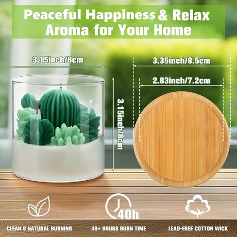 Succulent Cactus Candles Gift, 3.15 inch Scented Decorative Cactus Candles Terrarium Plant Candles Votive Candles for House Warming Party Favors Wedding Baby Shower Spa Home Decoration Gifts in Saudi Arabia