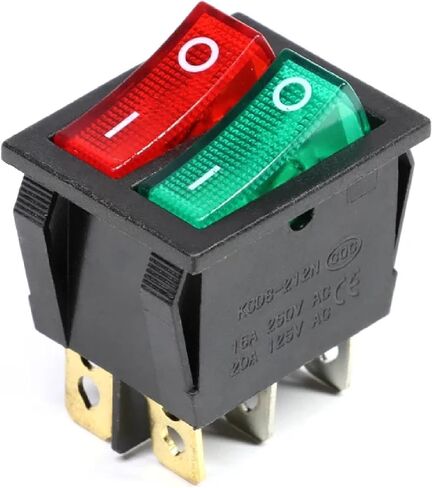 KCD3 Series Rocker Switch, ON-Off, 2/3 Position, Red and Green Illuminated, 16A 250V/20A 125VAC, for Boat and Car Power Systems in Kuwait
