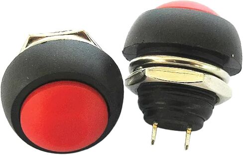 Waterproof Push Button Switch, 12mm Self-Reset, Lock-Free, 5-Pack, Black (Red) in Saudi Arabia