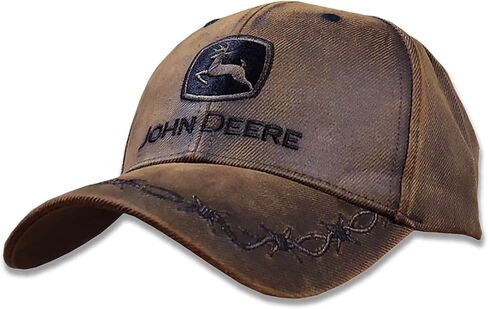 John Deere Brown Oilskin Look Adjustable 6 Panel Twill Hat, One Size in Saudi Arabia