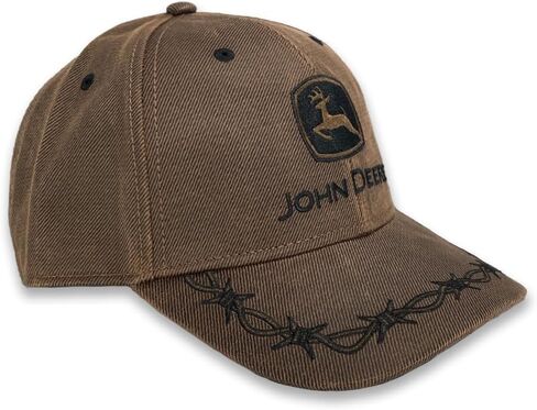 John Deere Brown Oilskin Look Adjustable 6 Panel Twill Hat, One Size in Saudi Arabia
