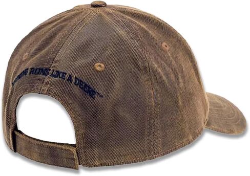 John Deere Brown Oilskin Look Adjustable 6 Panel Twill Hat, One Size in Saudi Arabia