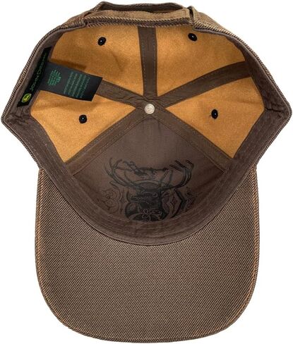 John Deere Brown Oilskin Look Adjustable 6 Panel Twill Hat, One Size in Saudi Arabia