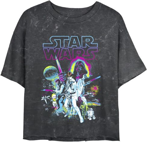 STAR WARS Neon Hope Women's Mineral Wash Short Sleeve Crop Tee in Saudi Arabia