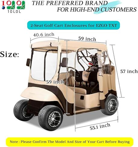 10L0L 2 Passenger Golf Cart Driving Enclosure for EZGO TXT and RXV Model, 4-Sided Clear Window 420D Rain Cover All Weather Windproof Waterproof in Saudi Arabia