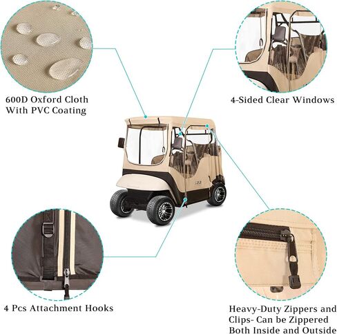 10L0L 2 Passenger Golf Cart Driving Enclosure for EZGO TXT and RXV Model, 4-Sided Clear Window 420D Rain Cover All Weather Windproof Waterproof in Saudi Arabia