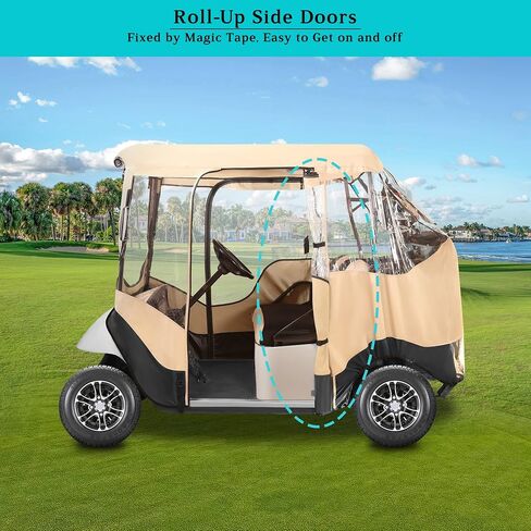 10L0L 2 Passenger Golf Cart Driving Enclosure for EZGO TXT and RXV Model, 4-Sided Clear Window 420D Rain Cover All Weather Windproof Waterproof in Saudi Arabia