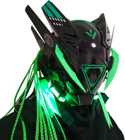 Punk Mask Cosplay, Futuristic Cybepunk Mask Halloween Cosplay Costume, Party Accessory with Dreadlocks & Head Cover in Saudi Arabia