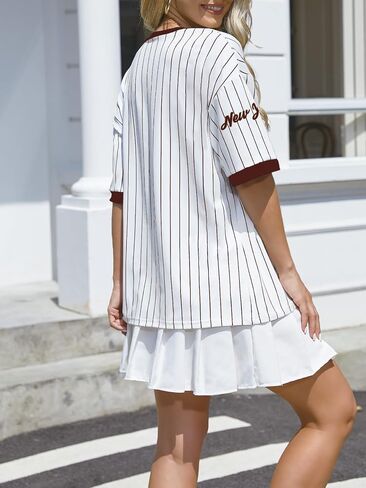 قمصان جيرسي كبيرة الحجم للنساء Y2K بيسبول مخطط رقم الرسوم البيانية Tshirt Tshirt قمم أزياء الشوارع غير الرسمية in Kuwait