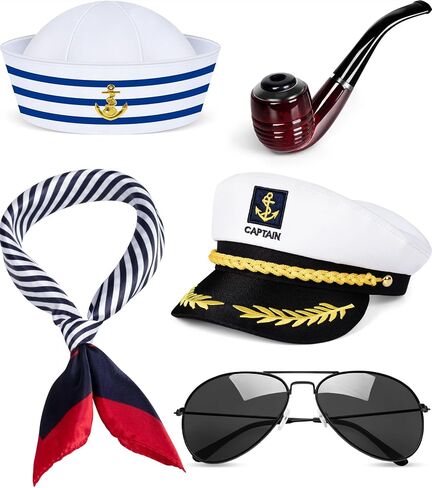 Sailor Hat for Adults – Captain Hat Costume Accessory for Men and Women, Ideal for Halloween, Cosplay, Yacht Parties in Saudi Arabia