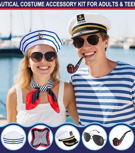 Sailor Hat for Adults – Captain Hat Costume Accessory for Men and Women, Ideal for Halloween, Cosplay, Yacht Parties in Saudi Arabia