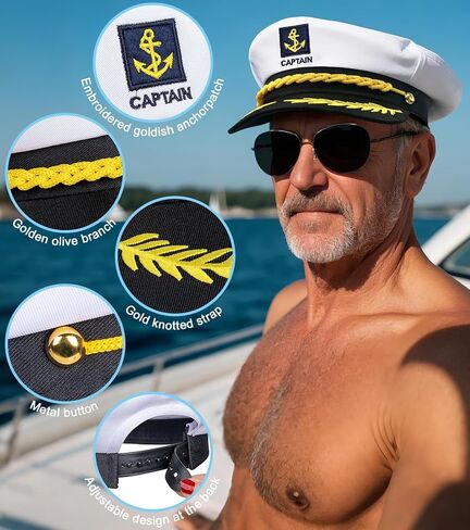 Sailor Hat for Adults – Captain Hat Costume Accessory for Men and Women, Ideal for Halloween, Cosplay, Yacht Parties in Saudi Arabia