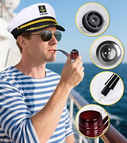 Sailor Hat for Adults – Captain Hat Costume Accessory for Men and Women, Ideal for Halloween, Cosplay, Yacht Parties in Saudi Arabia