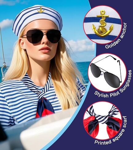 Sailor Hat for Adults – Captain Hat Costume Accessory for Men and Women, Ideal for Halloween, Cosplay, Yacht Parties in Saudi Arabia