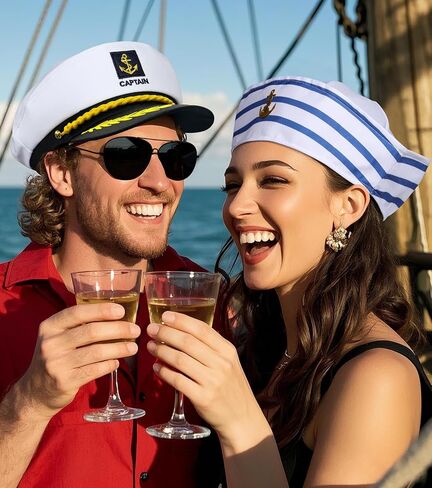 Sailor Hat for Adults – Captain Hat Costume Accessory for Men and Women, Ideal for Halloween, Cosplay, Yacht Parties in Saudi Arabia