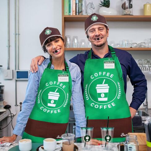 مجموعة أزياء Kyson Barista مجموعة 5 مساءً مآزر صانع القهوة و Cap Café Shop Awithants للرجال للنساء Halloween in Kuwait