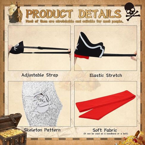 8 Pcs Pirate Costume Accessories Set Include Pirate Hat Headband Eye Patch Binocular Map Pirate Accessories for Halloween Cosplay Party Supplies Multi in Saudi Arabia