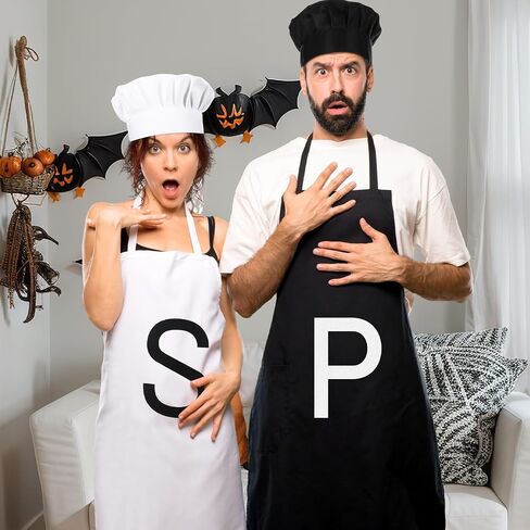 4 Pcs Costume Set Chef Hat and Apron for Halloween Couples Costume Mens and Womens for Adults in Saudi Arabia