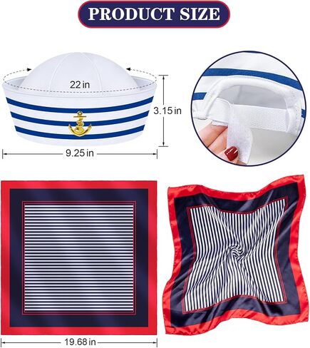 Sailor Hat for Adults – Captain Hat Costume Accessory for Men and Women, Ideal for Halloween, Cosplay, Yacht Parties in Saudi Arabia