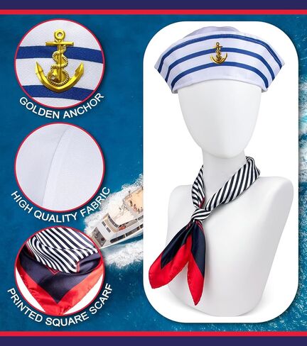 Sailor Hat for Adults – Captain Hat Costume Accessory for Men and Women, Ideal for Halloween, Cosplay, Yacht Parties in Saudi Arabia