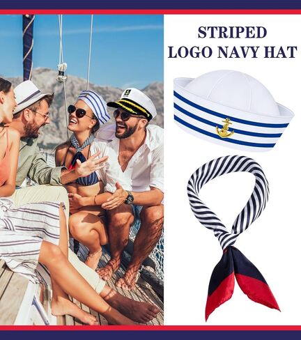 Sailor Hat for Adults – Captain Hat Costume Accessory for Men and Women, Ideal for Halloween, Cosplay, Yacht Parties in Saudi Arabia