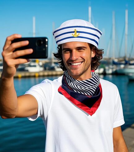 Sailor Hat for Adults – Captain Hat Costume Accessory for Men and Women, Ideal for Halloween, Cosplay, Yacht Parties in Saudi Arabia